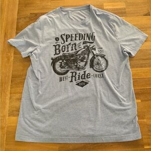 Banana Republic Light Blue Motorcycle Graphic Short Sleeve Tee